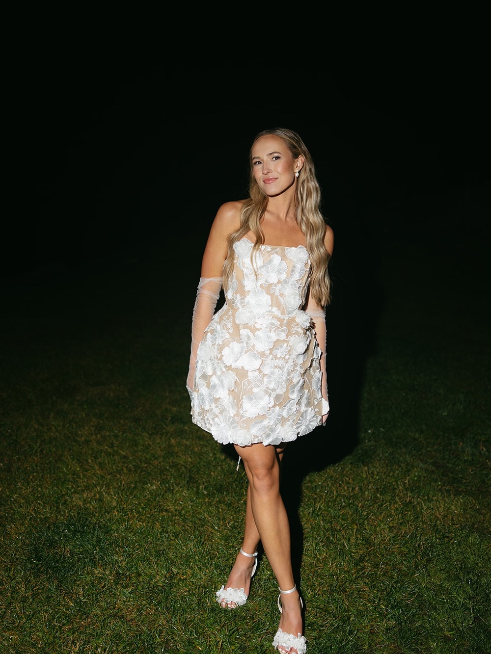 Bronx and Banco White Floral Strapless Mini Dress